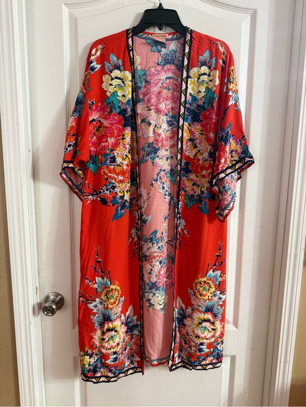 Flying Tomato Floral Open Front Kimono Duster Sz S/M. AG-225
